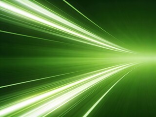 A vibrant green light streaks across a dark background with radiant beams of energy