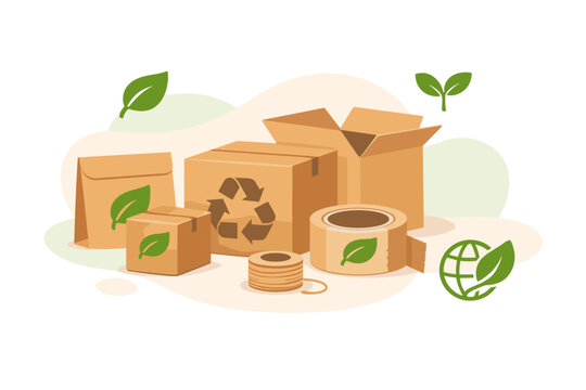 Eco-friendly packaging and recycling concept illustration