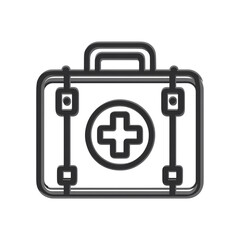 Obraz premium A minimalist first aid kit icon representing health and safety in various environments and situations.