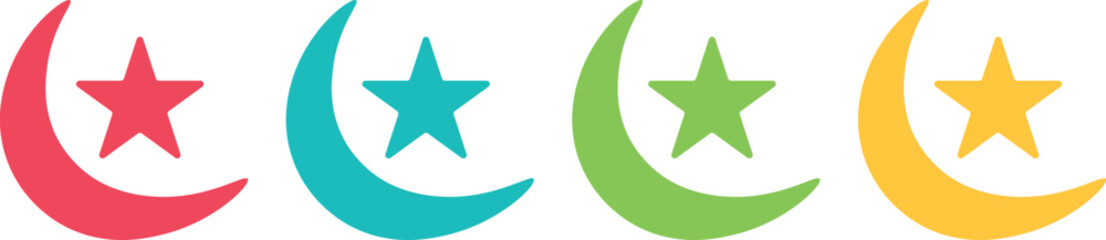 Obraz premium Beautiful Eid Mubarak Greeting Banner Featuring Arabic with Ornamental Moon and Star Colorful Vector Design for Holiday Decorations and Festive Celebrations