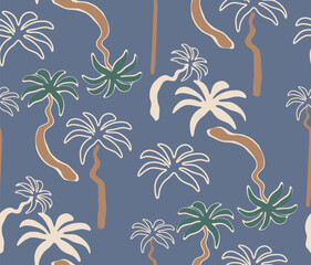 Palm Tree Pattern Design. Tropical minimal pattern design. men's boy shirt print. natural forest patterns. summer season graphics. hand draw coconut tree. fabric print. tee -t-shirt sweatshirt design.