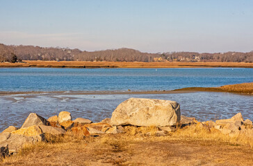 Rocks and river at low tide