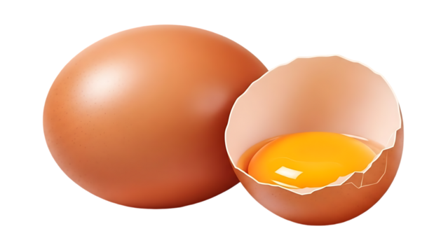 Brown eggs one whole and one cracked open on transparent background high quality professional detailed modern elegant stylish clean - Powered by Adobe