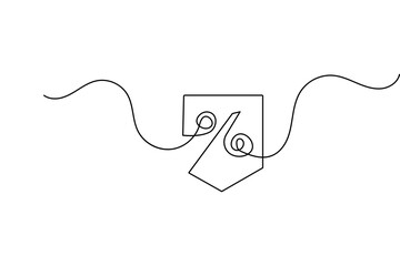Obraz premium Percentage symbol continuous one line drawing minimalist style isolated outline vector graphic art