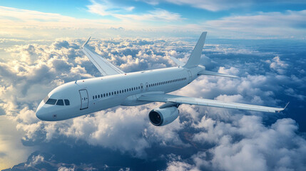 Obraz premium A liner soaring above the clouds symbolises the freedom of travel and is the ideal backdrop for advertising air travel.