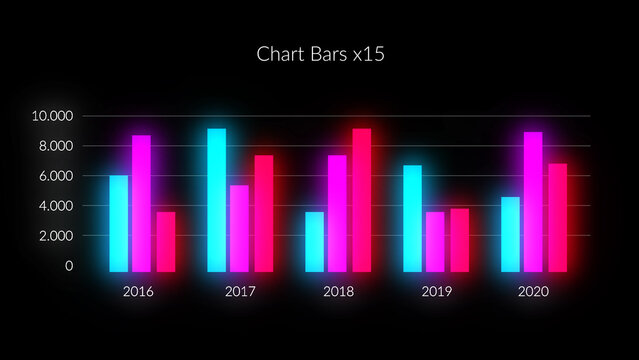 HUD Neon Infographics Chart Bars x15