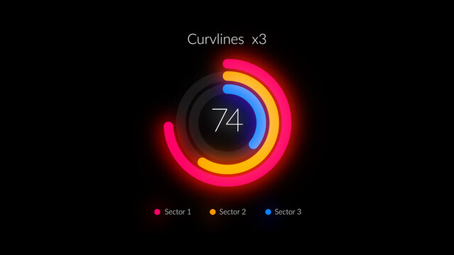 HUD Neon Infographics Curve Lines x3