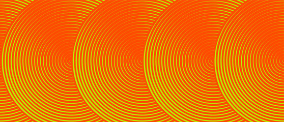 Trendy abstract geometric ornament, circular discs with centric texture form scaly pattern, bold aesthetic Color halftone ring pattern, hypnotic concentric line, unique vector background