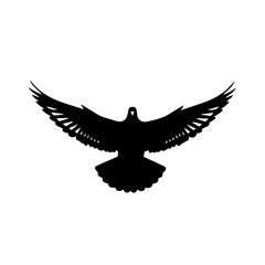 Obraz premium A silhouette of a dove with its wings spread wide, symbolizing peace and freedom.