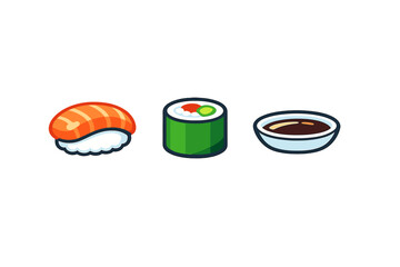 Sushi, Maki Roll, and Soy Sauce Dish Icon © Andrei