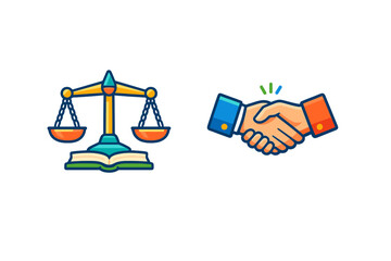 Justice Scales and Handshake Icons
