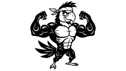 Fototapeta premium cool parrot showing off the muscles vector illustration on white background