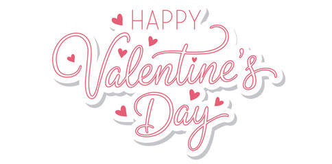 Obraz premium Happy Valentine's Day Pink Typography with Hearts