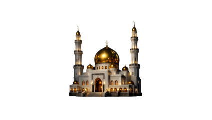 3D Mosque Golden at Night