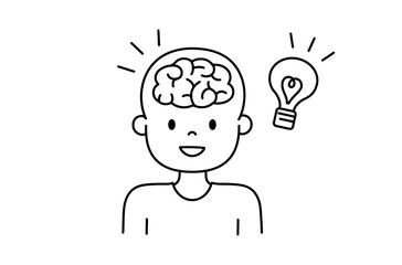 ひらめく脳のアイコンイラスト