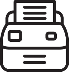 Black and white outline icon of a printer with paper coming out and text lines on the paper symbol