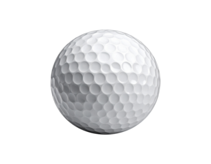 Single White Golf Ball with Detailed Dimples, isolated on a white background