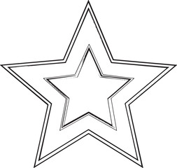 Black outline of two concentric stars with a textured brush stroke effect on a white background double star