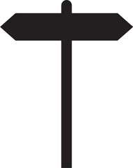 Black silhouette of a directional signpost with two arrows pointing in opposite directions on a white background