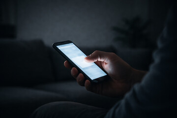 スマートフォン　操作　暗い部屋