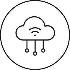 Cloud Computing Icon with Wi- Fi Symbol and Network Connections on a White Background Keywords: cloud, computing, icon, Wi- Fi, wireless, network, connection, technology, data, storage, internet