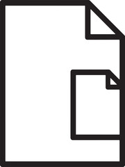 Icon of a document with a smaller document overlaid on a white background Keywords: document, paper, file, copy, duplicate, overlay, icon, graphic, illustration, simple, clean, design, information