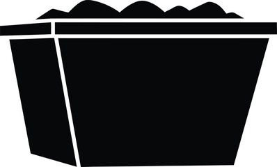 Skip Bin Glyph Icon Black Silhouette on White Background