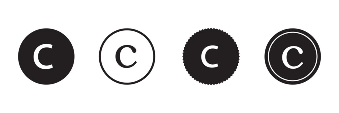 copyright icon set. C Symbol trademark icon. Copyright mark symbol icon. Smart mark and trademark right
