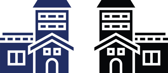 Obraz premium Real Estate and Property Management Icon set. Home, Housing, Investment and Mortgage Symbols. Property for sale, land plot zoning, and building construction concepts.