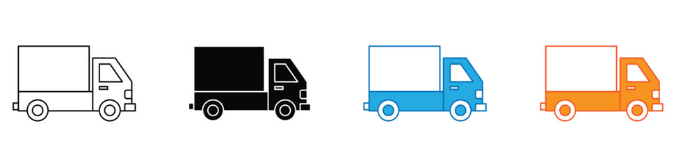 Fototapeta premium Delivery Truck Shipping Ecommerce Flat Vector Icon
