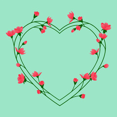 Floral heart frame, vector illustration.