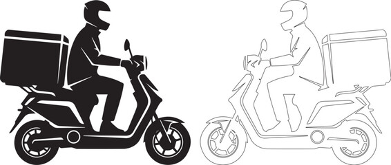 Delivery rider on electric scooter with large storage box