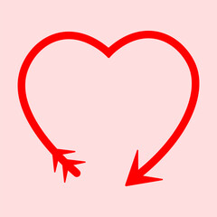 Cupidon arrow heart shape, vector illustration.