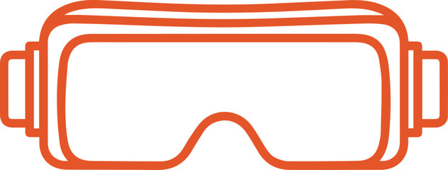 A pair of orange ski goggles with clear lenses and adjustable straps.