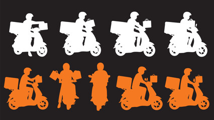 Delivery riders on scooters and motorcycles carrying packages