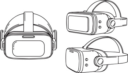 Three different views of a virtual reality headset
