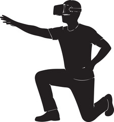 A silhouette of a person using virtual reality equipment