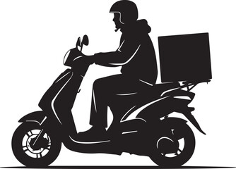 Delivery rider on scooter with food box