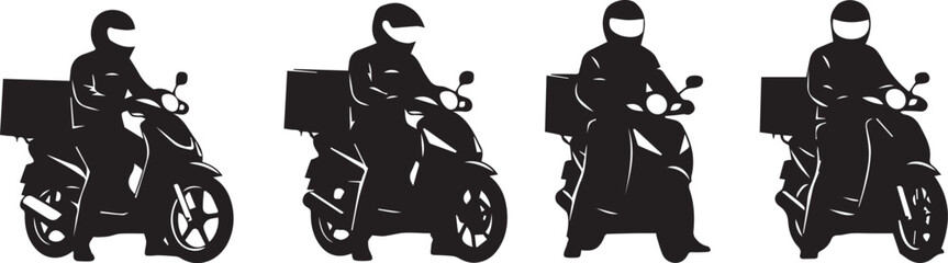 Motorcyclists delivering food in urban setting