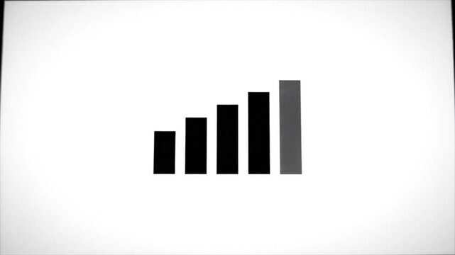 Animated signal strength indicator bars increasing and decreasing on a white background