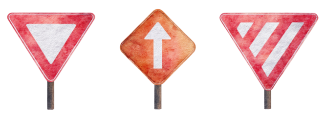 Traffic sign illustrations road safety transparent background digital art