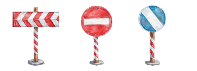 Traffic sign illustrations transparent background digital art style