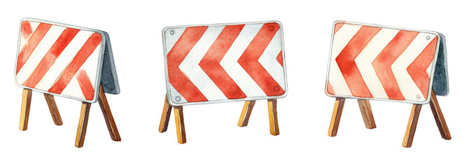 Fototapeta premium Traffic safety barriers urban environment with transparent background