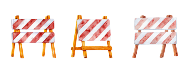 Construction barriers for road safety transparent background digital art