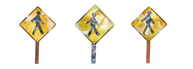 Pedestrian crossing signs urban setting digital art transparent background