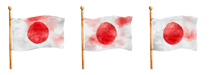 Japanese national flag series on transparent background for graphic design