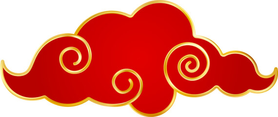 Red Gold traditional Chinese cloud. Luxury gradient wave curly cloudy smoke. Classic design element of Asia, Japan and Korea. waves curly cloudy smoke. Vector illustration EPS 10.
