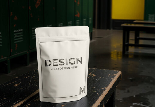 Locker Room Bench Pouch Mockup