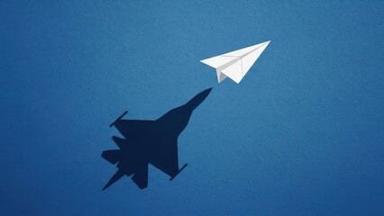 Paper airplane escaping jet