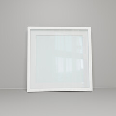 white photo frame front view mockup 